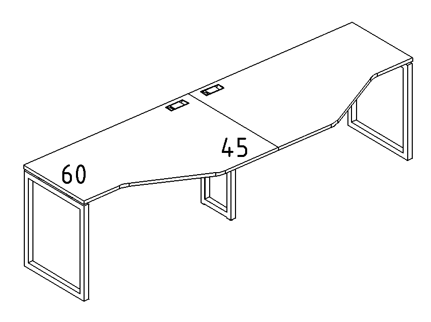 Мебель для персонала А4 Б4 053-2 БП Рабочая станция со столами эргономичными "Техно" на металлокаркасе QUATTRO (2х140) оф