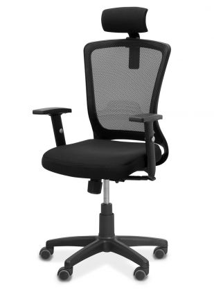  Кресло для персонала Фьюжн  сетка черная/ткань черная