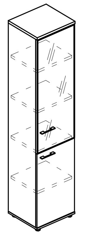 Мебель для персонала Альта | Alta МР 9486 ВЛ Шкаф для документ с прозрачной дверью в рамке правый (топ ДСП) 45.2х40.2х205 В КОРЗИНУ.