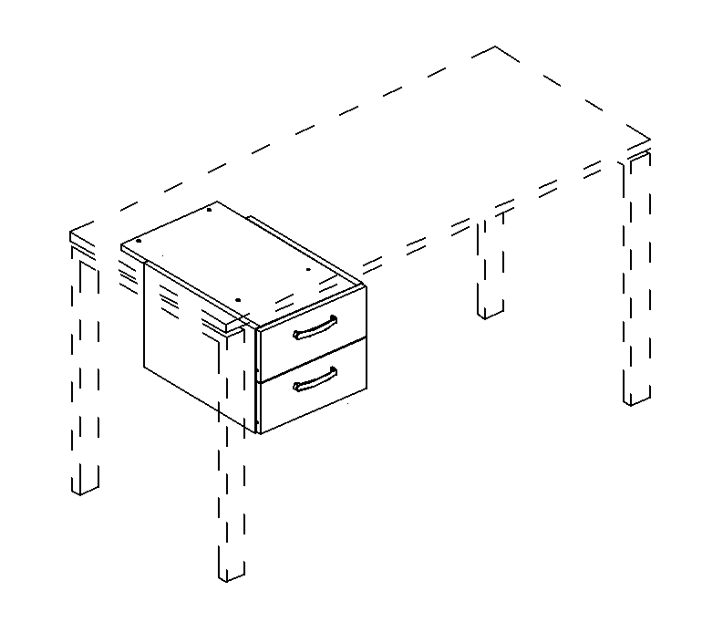 Мебель для персонала A4 206 Тумба подвесная 2-ящичная (для стола 70) 35.3x55.5x30.2 белый премиум
