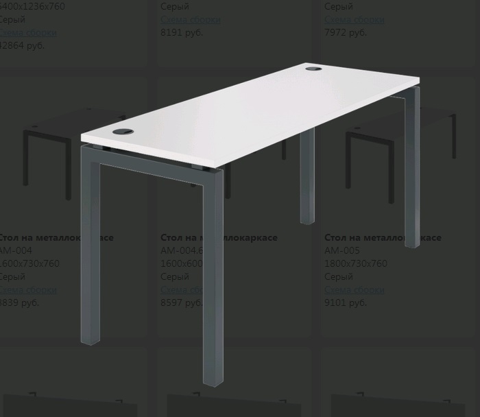 Мебель для персонала Арго АМ-004.60 Стол на металлокаркасе 1600x600x760 серый