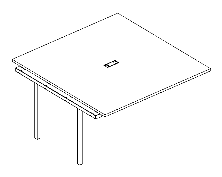 Мебель для персонала А4 Б2 134-1 Секция стола для переговоров на металлокаркасе DUE 120x144x75 белый премиум