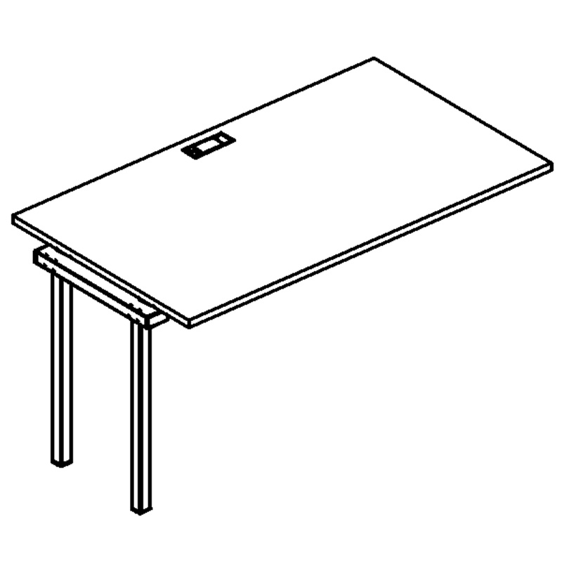 Мебель для персонала А4 Б2 024-1 Секция стола рабочей станции на металлокаркасе DUE 140x80x75 белый премиум