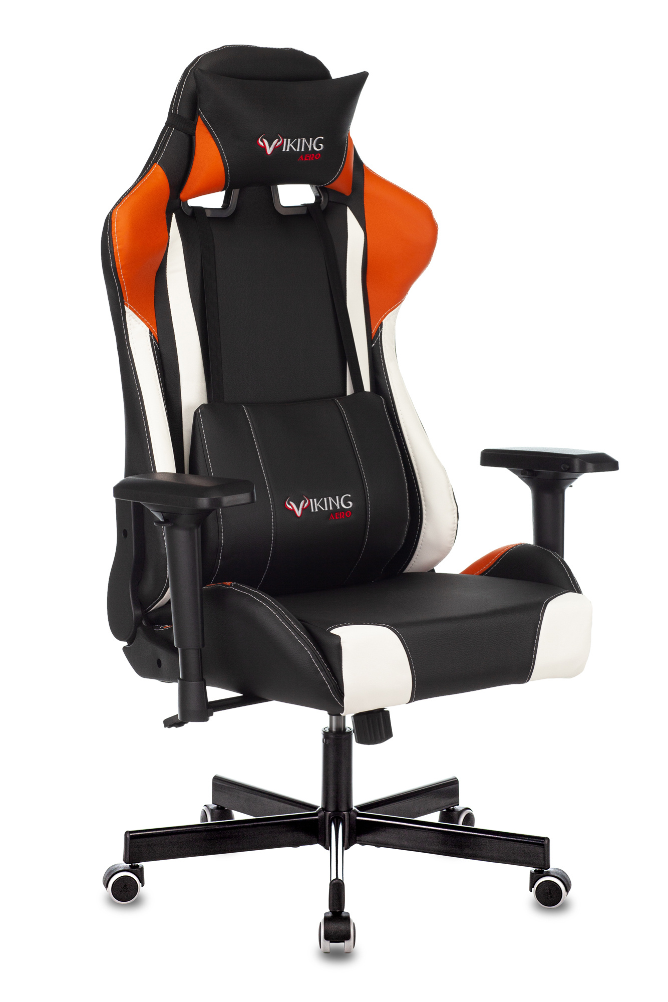  Кресло игровое Zombie VIKING TANK ORANGE экокожа черная/оранжевая/белая